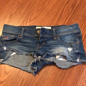 Distressed jean shorts